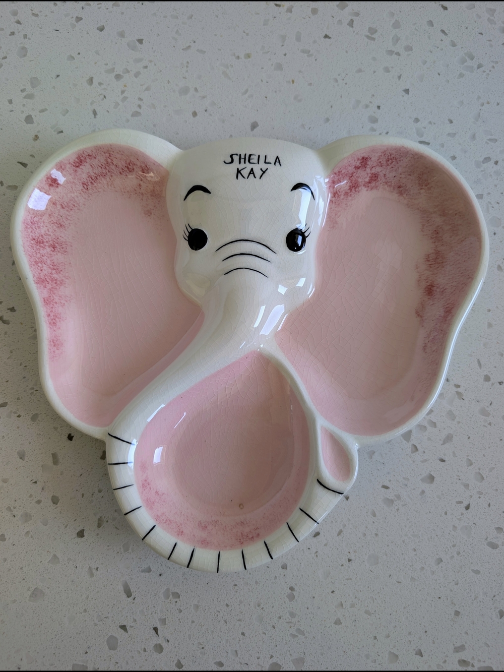 Vintage Sheila Kay Pink Elephant Trinket Dish